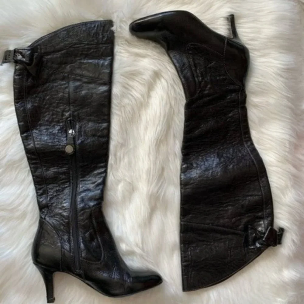 ISOLA ODALIA Crinkle Leather Boots sz 6.5 - Picture 2 of 8